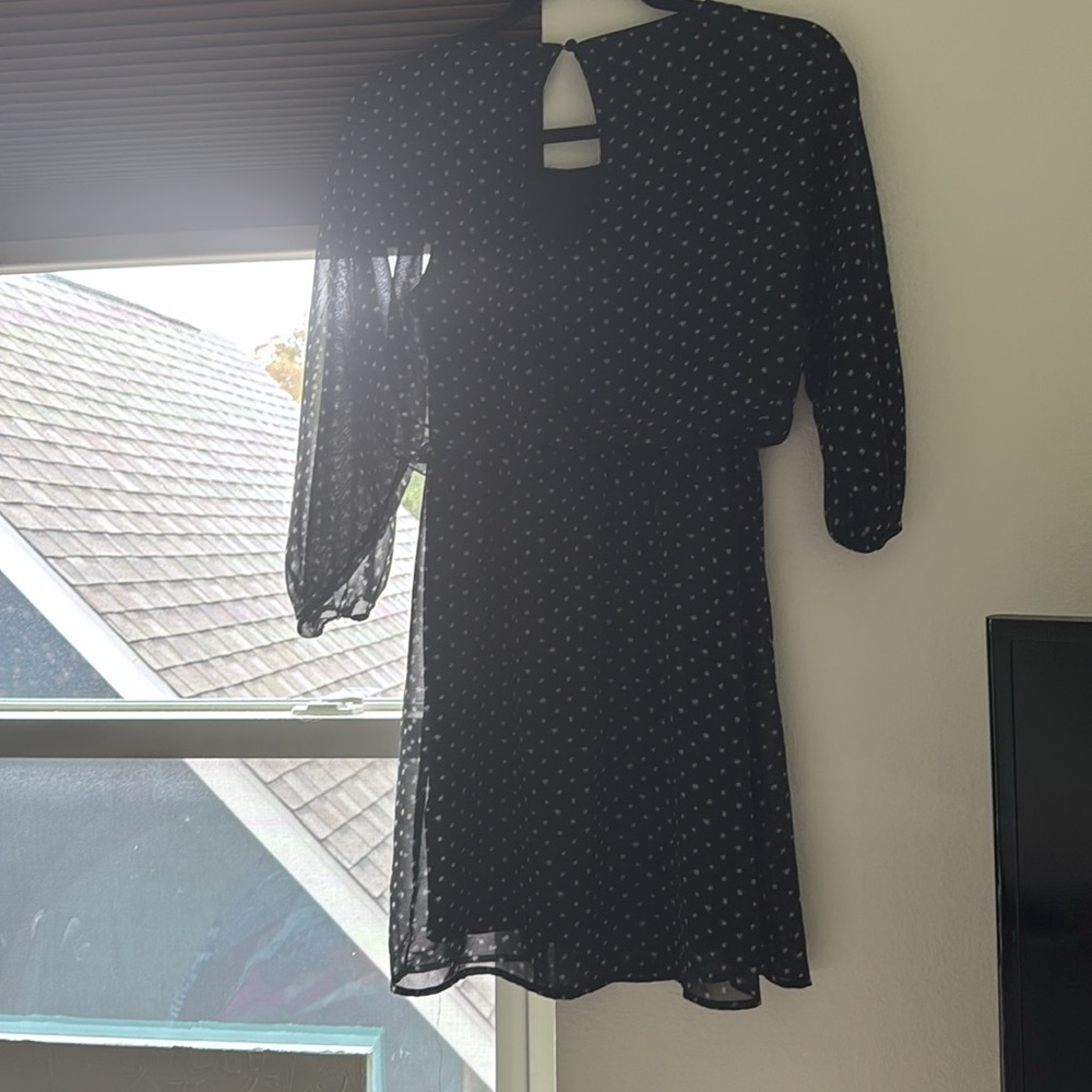 Express Black Polka Dot Dress - Picture 3 of 8